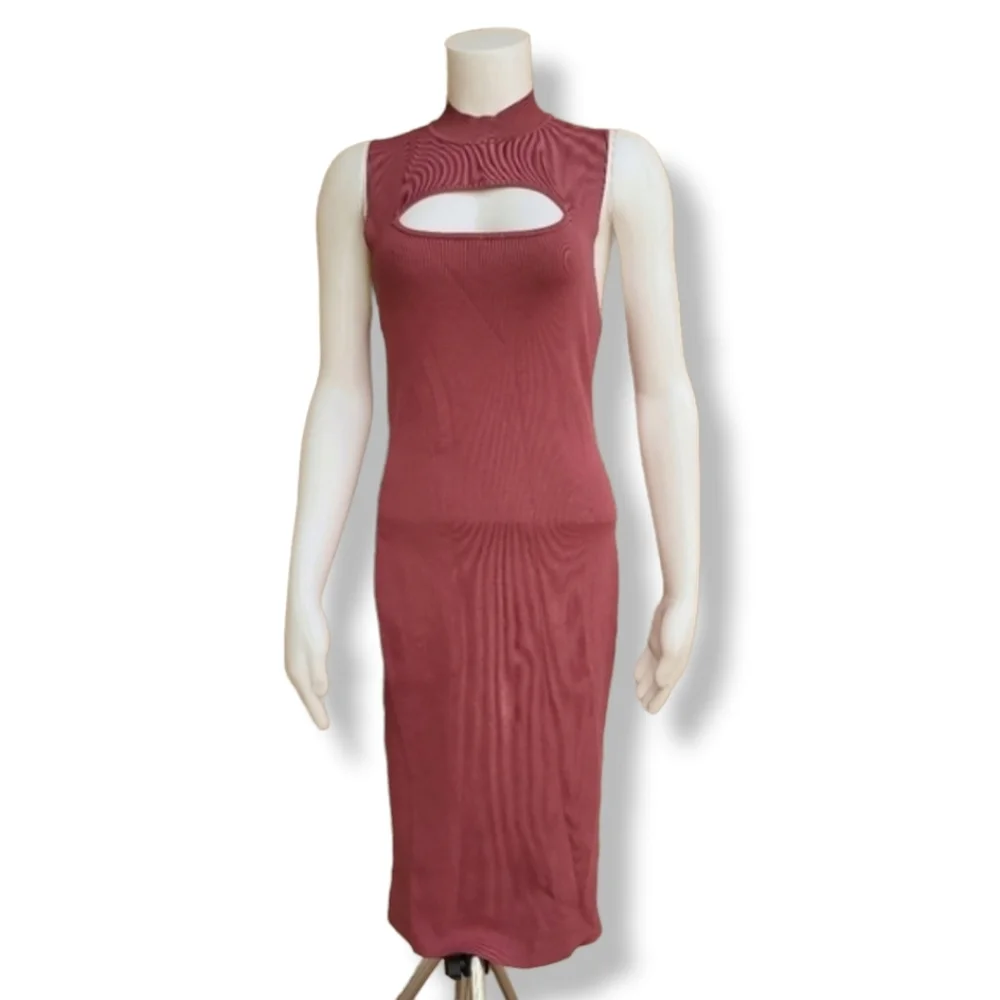 BAILEY 44 Carmine Bewitched Cut Out Bodycon Sheath Dress L Dusty Mauve Rose - Picture 3 of 14